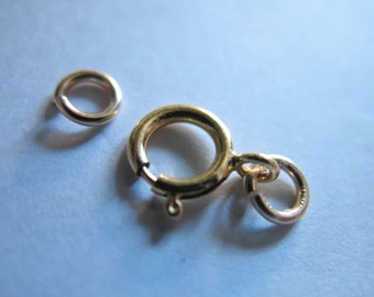Spring Ring Clasp Springring Clasp Sets, 14k Gold Filled Clasps, 6 mm, for small 1 2 mm chains.. wholesale clasps cs
