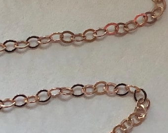 Rose Gold Filled Flat Cable Chain, 1.6mm Bulk Wholesale