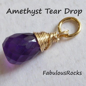 February Birthstone Jewelry AMETHYST Pendant Amethyst Charm Tear Drop Gemstone Jewelry Gift Under 10 Friend Bridesmaid Gift gd313 solo tr