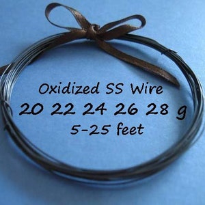 Oxidized Sterling Silver Round Wire Half Hard Wire   5-25 ft, 20 22 24 26 gauge  wss20 wss22 wss24 wss26  ox solo