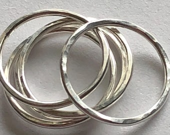 Hammered Sterling Silver Stacking Ring, Skinny Band