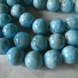 2-50 pieces / LARIMAR Beads, 7 mm Round Smooth Loose Gemstone Beads, LUXE AAA / Aqua Blue, Dominican Republic Gems roundgems.7b true solo image 1
