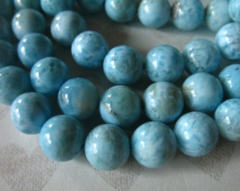 2-50 pieces / LARIMAR Beads, 7 mm Round Smooth Loose Gemstone Beads, LUXE AAA / Aqua Blue, Dominican Republic Gems roundgems.7b true solo