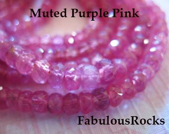 1/2 Strand - Pink SAPPHIRE Rondelles Gemstone Beads - Muted Purple Pink, Luxe AAA, 4-4.5 mm / Faceted Non Heated Natural Gems tr s solo