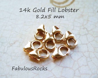 Cierres de mosquetón chapados en oro de 14k, suministros para joyería (8,5 x 5 mm)