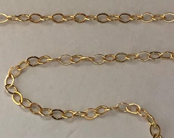 Catena sottile e robusta in argento sterling e oro 14 carati da 1,5 mm, con cavo piatto.