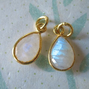 Pingente com pingente de pedra preciosa MOONSTONE, ouro vermeil 24k ou prata esterlina, 14x8,25 mm, pera gcp4 gp ll