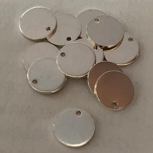Sterling Silber Stanzrohlinge, 9 mm Runde Scheiben, 20 Gauge Bild 1