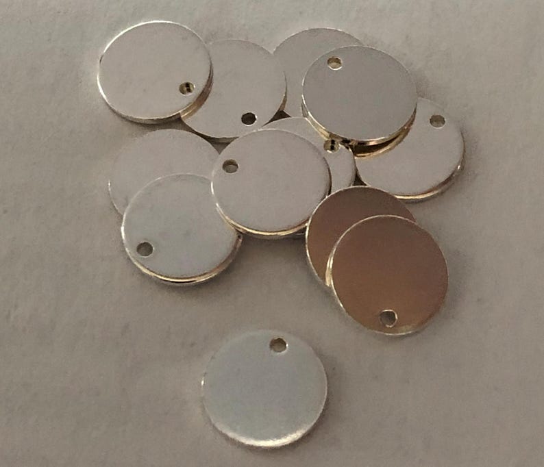 Sterling Silber Stanzrohlinge, 9 mm Runde Scheiben, 20 Gauge Bild 1
