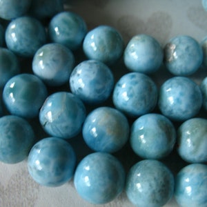 2-50 pieces / LARIMAR Beads, 7 mm Round Smooth Loose Gemstone Beads, LUXE AAA / Aqua Blue, Dominican Republic Gems roundgems.7b true solo image 3