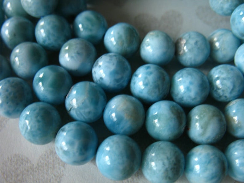 2-50 pieces / LARIMAR Beads, 7 mm Round Smooth Loose Gemstone Beads, LUXE AAA / Aqua Blue, Dominican Republic Gems roundgems.7b true solo image 3