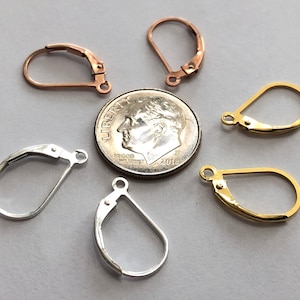 Leverback Earrings, 14k Gold Filled, Rose Gold FIlled and Sterling Silver, 14X9 mm / 1 to 50 pairs, Wholesale Jewelry Findings