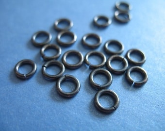 Oxidized LOCKING Jump Rings, Sterling Silver, Jump Locks Jumpring, OPEN, 8 mm, 16 gauge ga,  jr8 ox