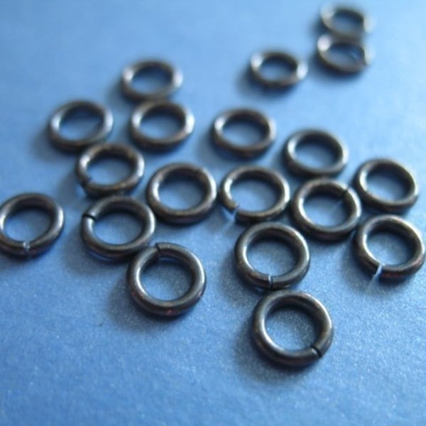 Oxidized LOCKING Jump Rings, Sterling Silver, Jump Locks Jumpring, OPEN, 8 mm, 16 gauge ga,  jr8 ox