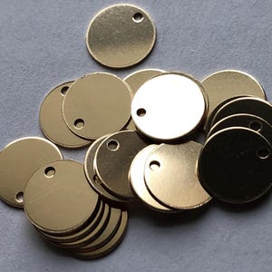 14k Gold Filled Round Discs Blanks, 9 mm, 3/8&quot; inch in, Circle Sequins Tags Metal Stamping Blank, 20 or 26 gauge ga g Blank9