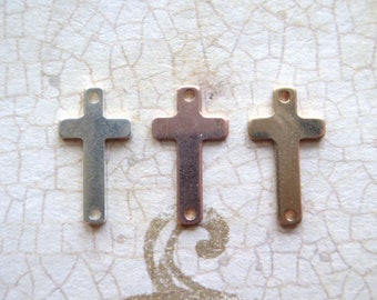 Sideways Cross Pendant Charm, Sterling Silver or Gold Filled (17x9.5 mm)