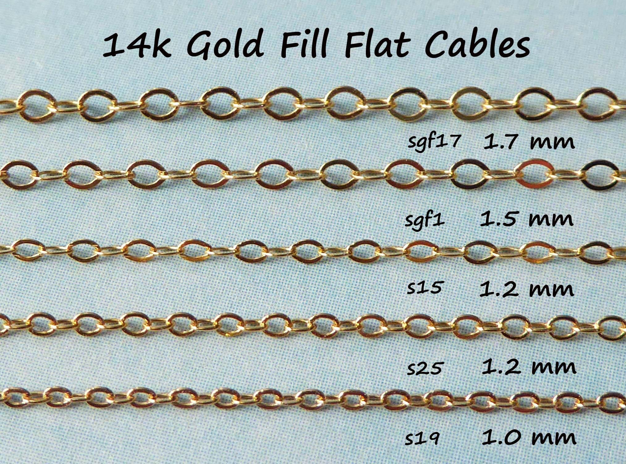 Gold Filled Chain, 1.5 Mm Gold Fill Flat Cable Chain, 14k GF Chain