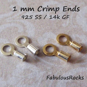 10-100 pcs, 1 mm Crimp End Caps, Sterling Silver or 14k Gold Filled Crimp End Tubes Crimp EndCaps for 1 mm chains cet1.0 solo s hp