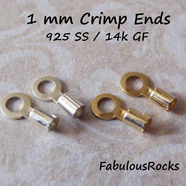 10-100 pcs, 1 mm Crimp End Caps, Sterling Silver or 14k Gold Filled Crimp End Tubes Crimp EndCaps for 1 mm chains cet1.0 solo s hp