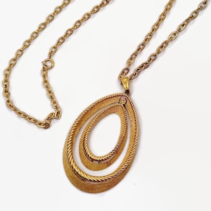 Crown Trifari Necklace, Statement, Big Pendant, Gold Tone, Signed, 70s, Vintage, Runway