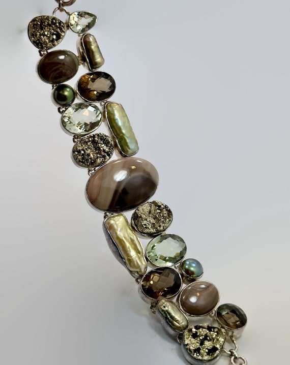 Stone Bracelet, Mookite Jasper, Green Amethyst, P… - image 8