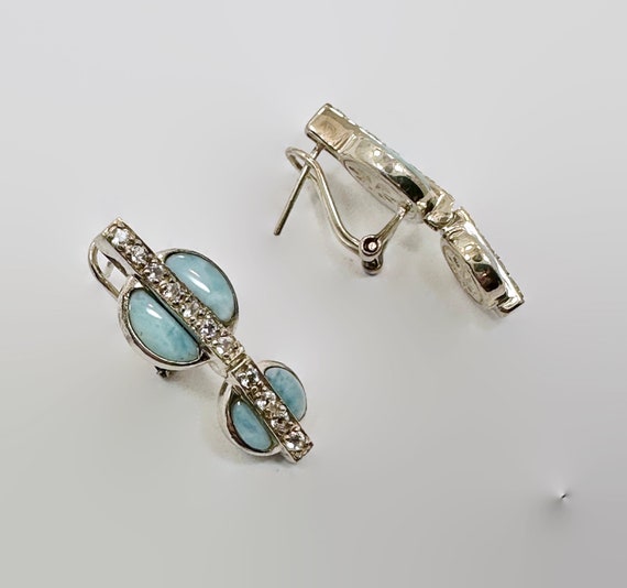 Larimar Earrings, Blue Stone, Quartz, Sterling Si… - image 5