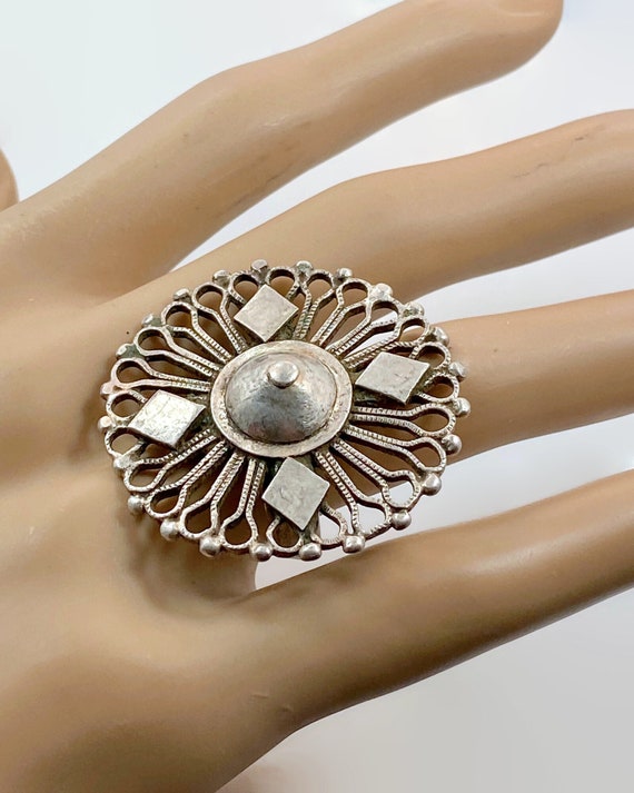 Bague Ancienne En Argent Massif Filigrane - Taille 54, Poids 4,2g, Occasion, Origine France