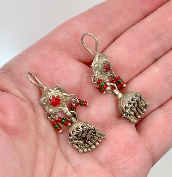 Ethnic Earrings, Kashmir, Jhumka , Old Silver, Vi… - image 3