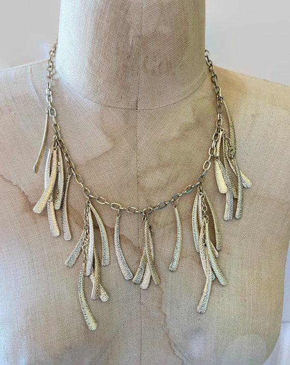 Gold Necklace, Dangles, Textured Metal, Unique, S… - image 4