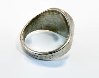 Vintage Adam & Eve Sterling Silver Ring: Garden of Eden Signet