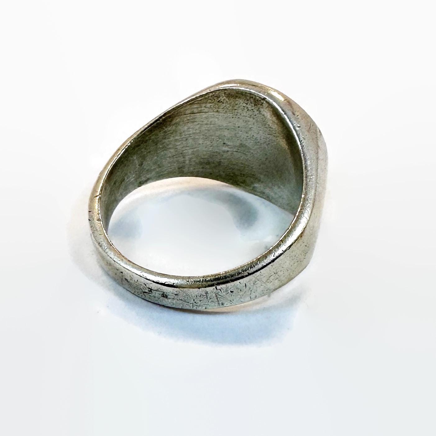 Vintage Adam & Eve Sterling Silver Ring: Garden of Eden Signet
