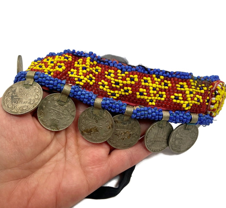 Vintage Necklace Turkmen Arm Band Gypsy Kuchi Nomadic Coin Necklace Choker Middle Eastern Boho Afghan