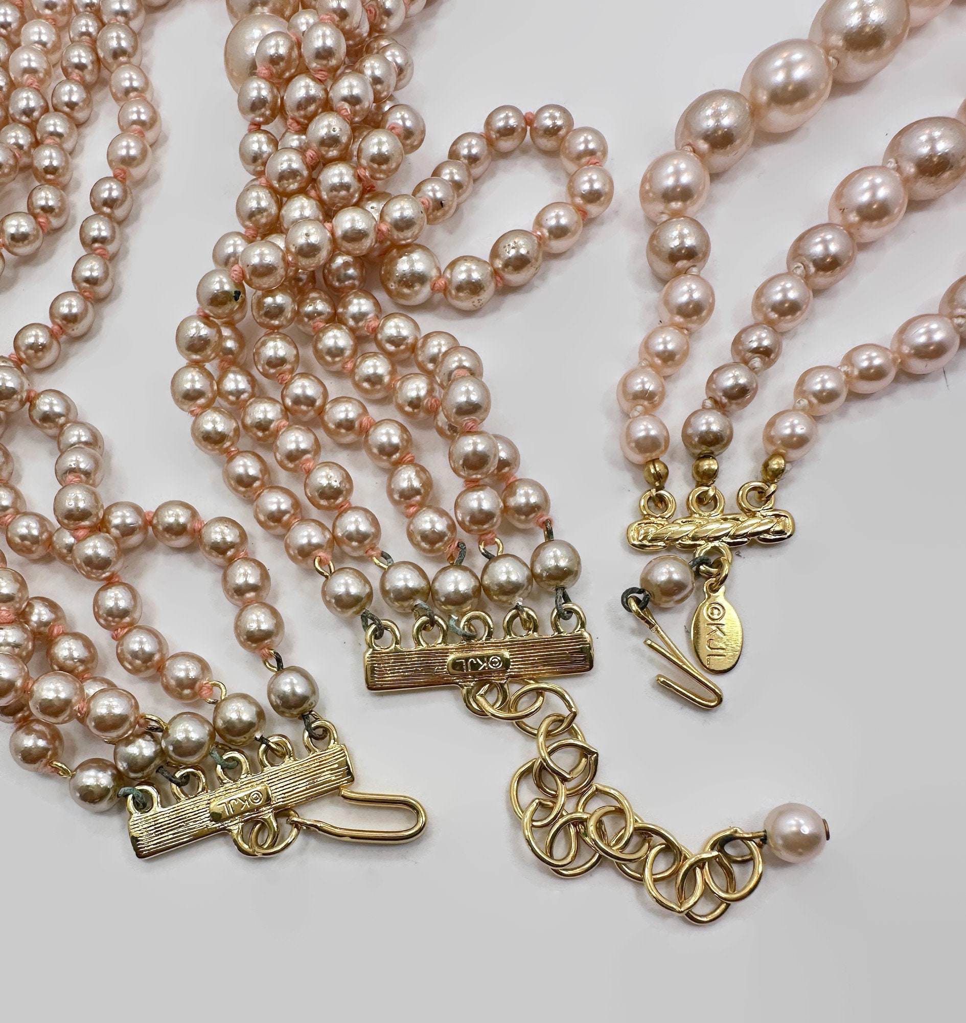KJL Glass Pearls, 5 Strand, Pearl Necklace, Bracelet