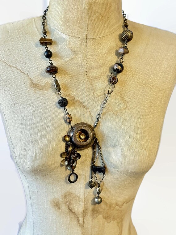 Unique Necklace, Rustic, Assemblage Necklace, Sta… - image 2