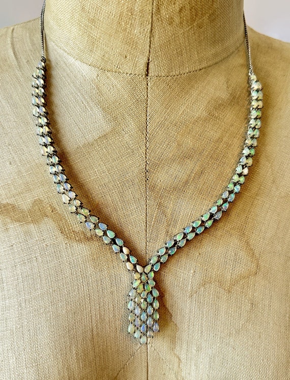 Opal Necklace, Ethiopian Opal, Natural Opal, Sterl