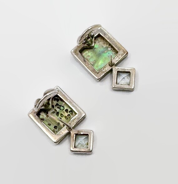 Boucles D'oreilles Percées Cœur Nacre Abalone - Couleur Argent Rétro - Occasion - Sans Marque