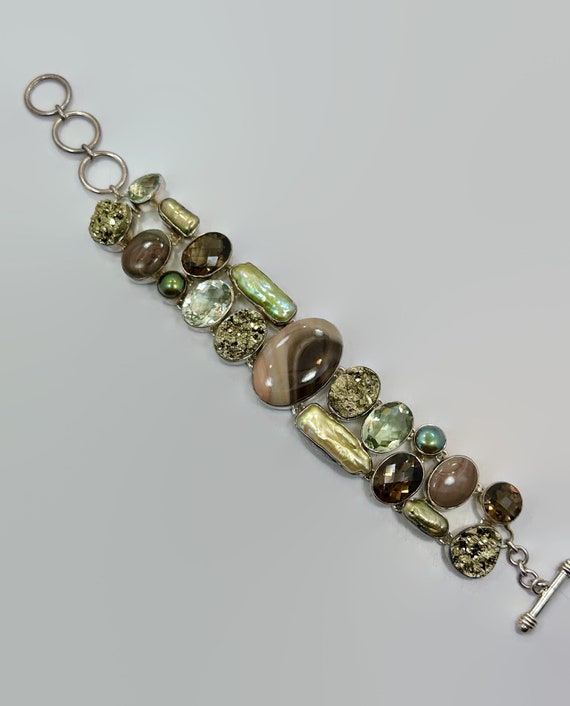 Stone Bracelet, Mookite Jasper, Green Amethyst, P… - image 10