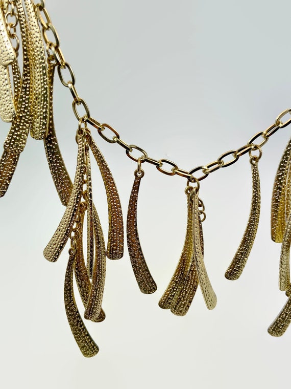 Gold Necklace, Dangles, Textured Metal, Unique, S… - image 5