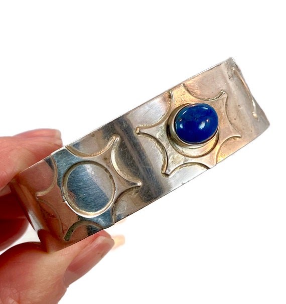 Blue Lapis Cuff, Handcrafted, Blue Lazuli Stone, … - image 1