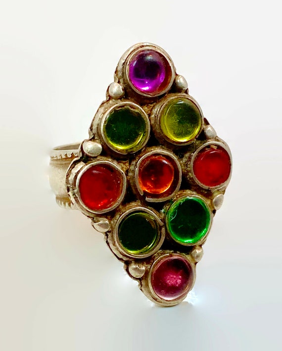 Anillo de plata antiguo Oriente Medio Joyas de cristal Anillo