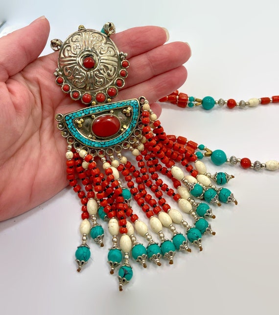 Crushed Turquoise & Copper Bead, Nepal