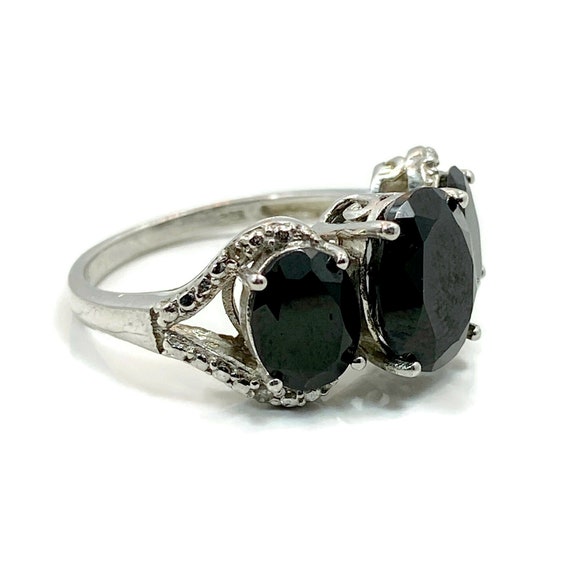 Black Onyx Ring, Sterling Silver, Faceted Stones,… - image 3