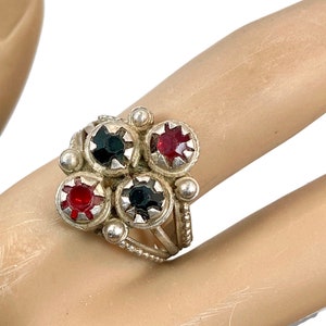 Afghan Ring, Old Silver Ring, Pakistan, Red, Green, Vintage Ring, Size 8 1/2, Swat Valley, Middle Eastern, Jewels