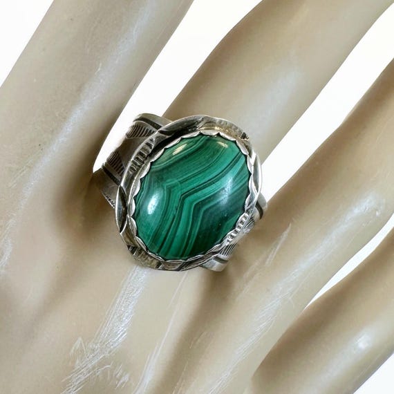 Malachite Ring, Sterling Silver, Native American,… - image 4