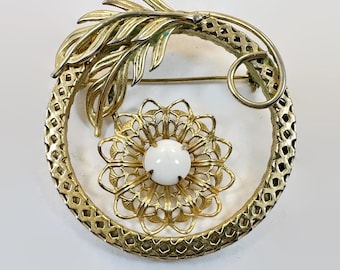 Broche Ronde Argent Filigrane Art Déco – Travail Français 925, Parfait état
