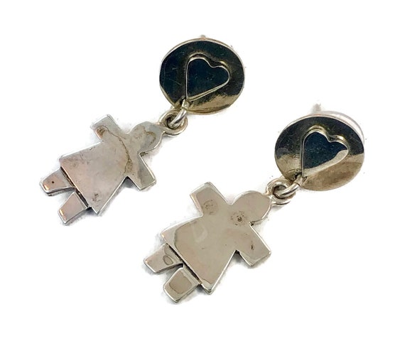 Girl Earrings, Woman, Sterling Silver, Hearts, Vin