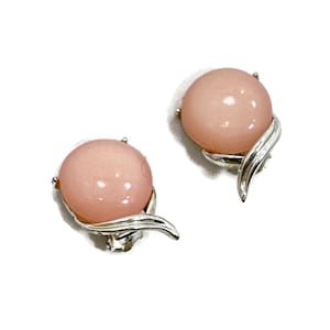 Pink Earrings, Thermoset, Silver Tone, 50s, Mid Century, Lucite, Moonglow, Vintage, Plastic, 60s, Clips, Kitschy, MCM