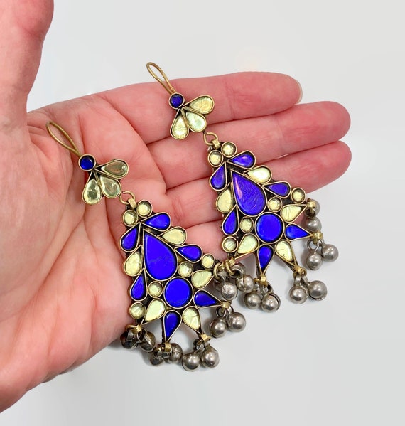 Blue Earrings, Kuchi Earrings, Middle Eastern, Vin