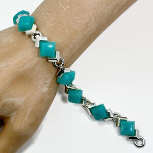 Vintage Bracelet, Thermoset, Silver Tone, Turquoise Blue