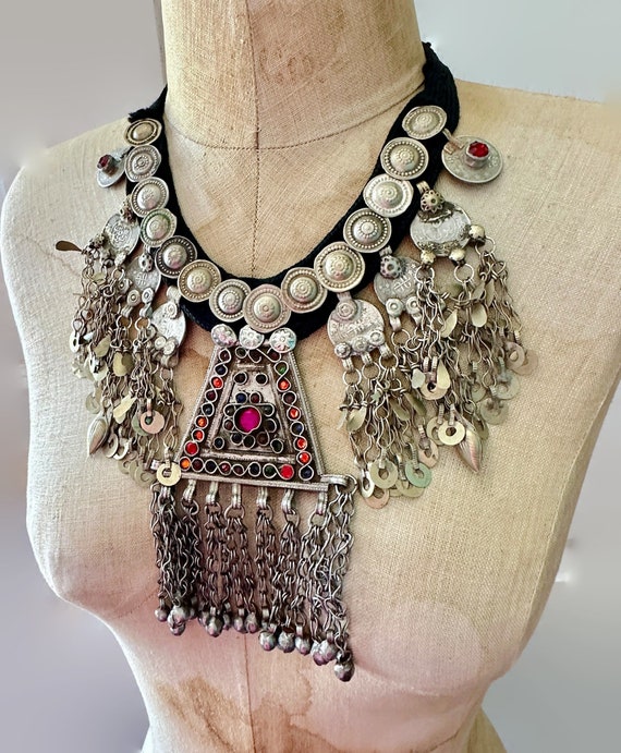 Afghan Necklace, Middle Eastern, Massive, Vintage… - image 2